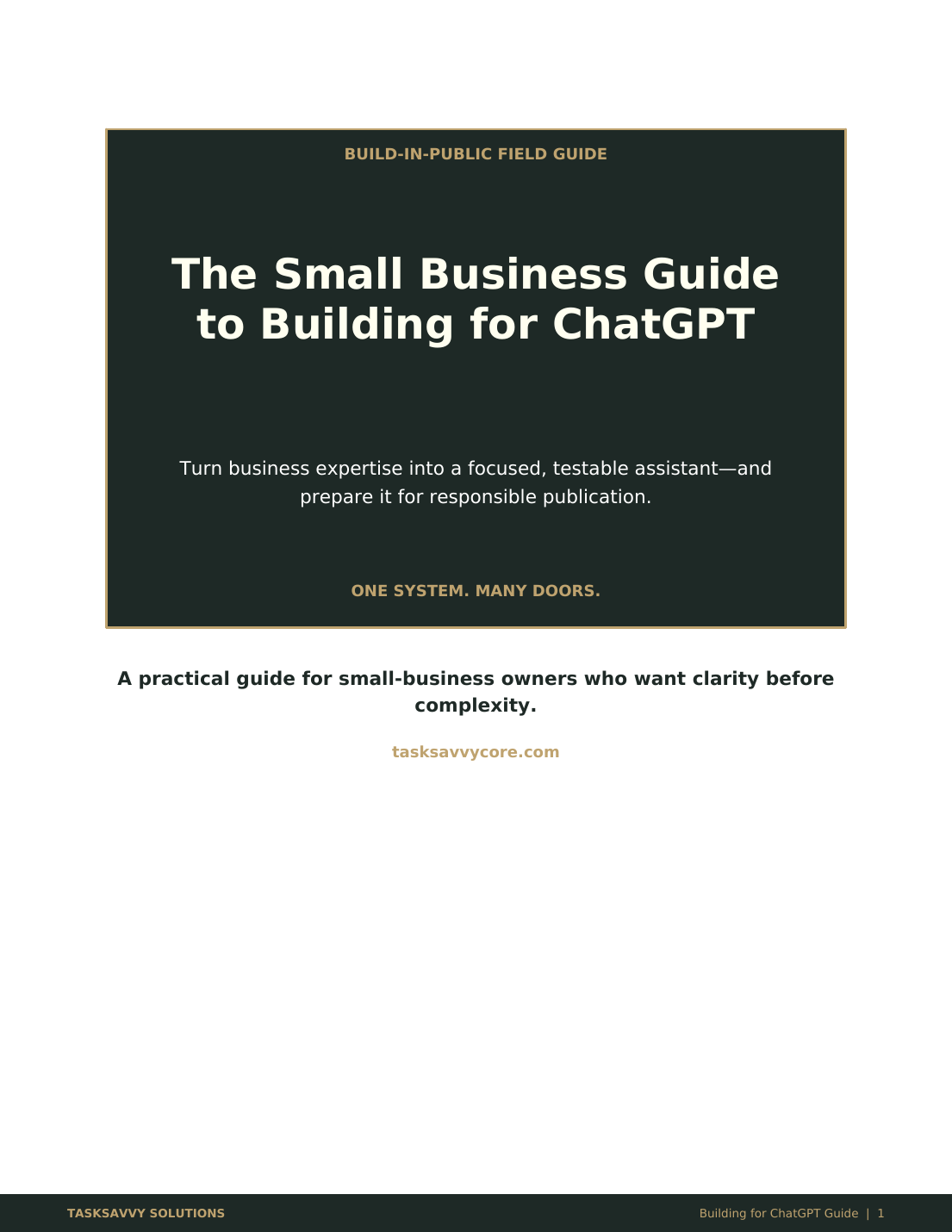Cover of the Small Business Guide to Building for ChatGPT