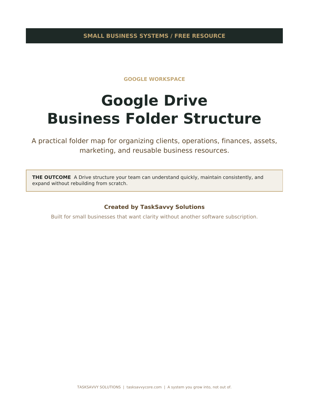 Cover of the Google Drive Business Folder Structure guide